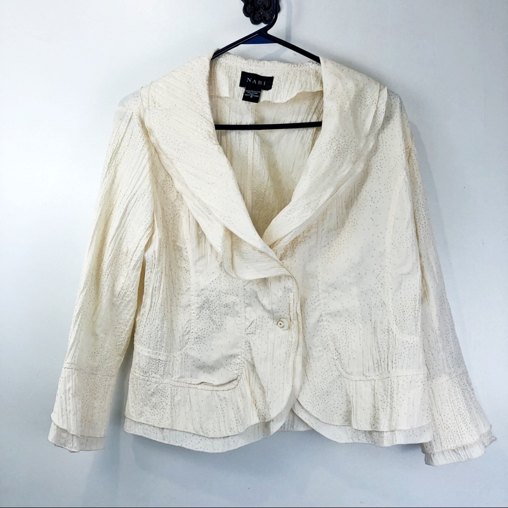 NABI Gold Sparkle Metallic Cocktail Jacket Size Medium